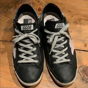 Golden Goose Superstar Black with Glitter size 8